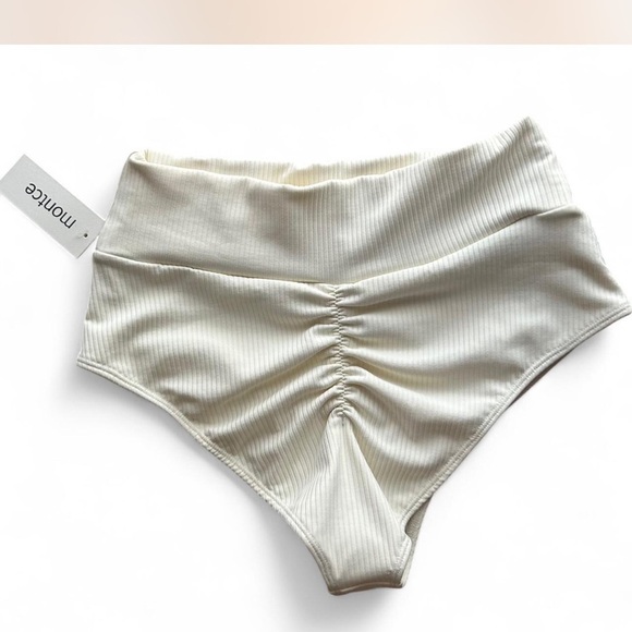 |Montcel Cream Rib Added Coverage High Rise Bikini Bottoms Woman's XL NWT - Picture 2 of 8
